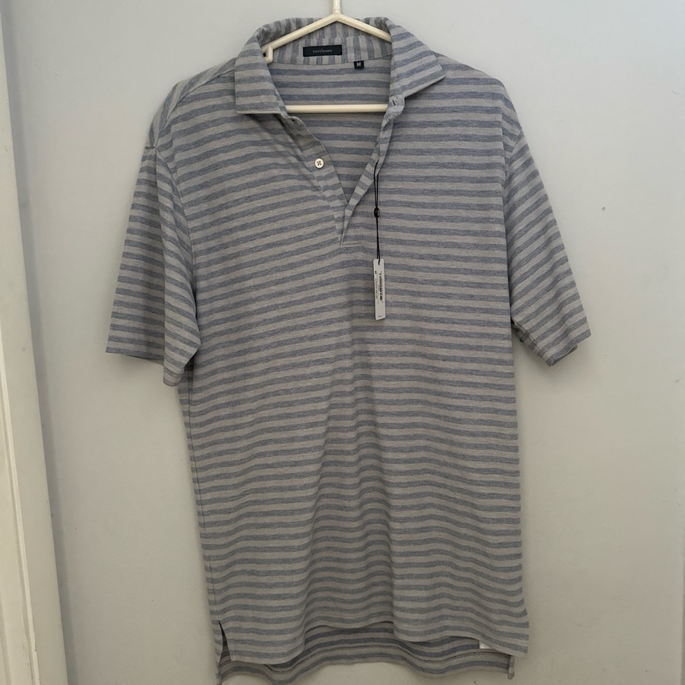 Men's Striped Polo Summer Preppy Classic Golf Country Club Size M